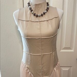 Elegant Sleeveless Tan Dress